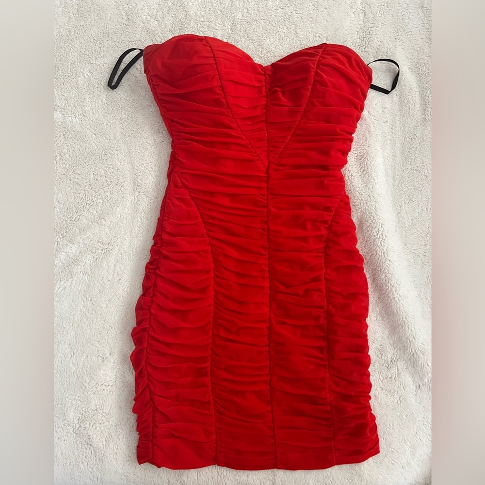 bebe red bodycon dress Bebe Women's Betty Bodycon Mesh Midi Dress, Size XL in Kiss Kiss Spandex/Nylon
